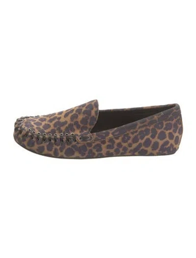 Pre-owned Rebecca Minkoff Suede Animal Print Loafers In Brown
