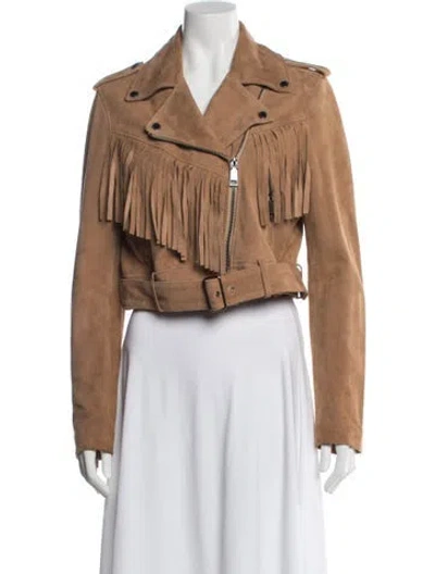 Pre-owned Rebecca Minkoff Suede Biker Jacket In Brown
