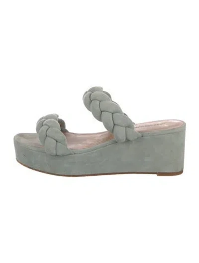 Pre-owned Rebecca Minkoff Suede Braided Accents Slides In Blue