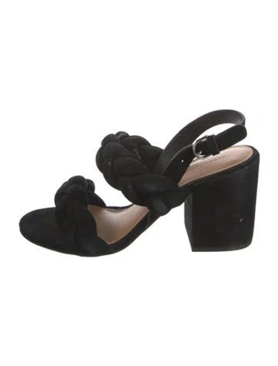 Pre-owned Rebecca Minkoff Suede Braided Accents Slingback Sandals In Black