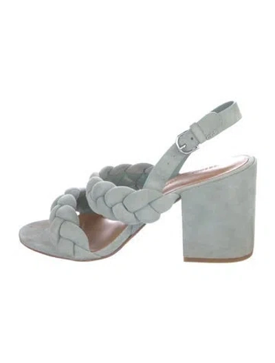 Pre-owned Rebecca Minkoff Suede Braided Accents Slingback Sandals In Blue