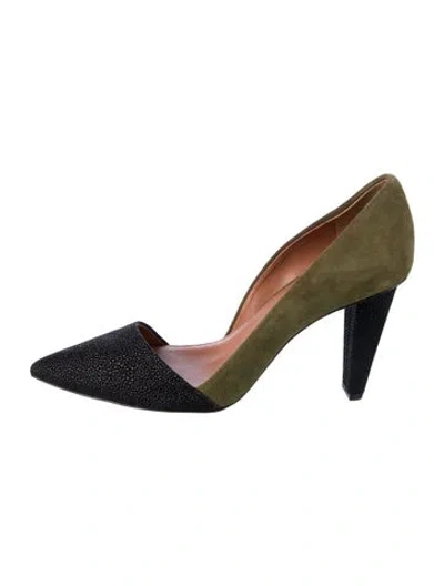 Pre-owned Rebecca Minkoff Suede Colorblock Pattern D'orsay Pumps In Green