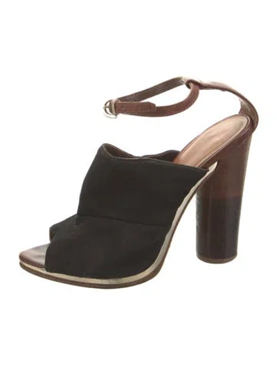 Pre-owned Rebecca Minkoff Suede Colorblock Pattern Mules In Black