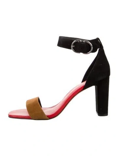 Pre-owned Rebecca Minkoff Suede Colorblock Pattern Sandals