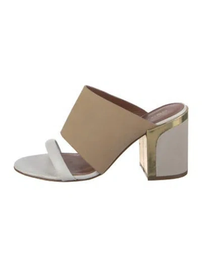 Pre-owned Rebecca Minkoff Suede Colorblock Pattern Slides In Neutral