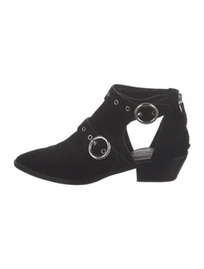 Pre-owned Rebecca Minkoff Suede Cutout Accent Boots In Black