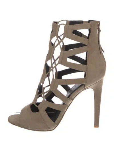 Pre-owned Rebecca Minkoff Suede Cutout Accent Gladiator Sandals In Brown