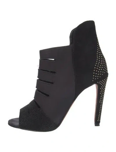 Pre-owned Rebecca Minkoff Suede Cutout Accent Pumps In Black