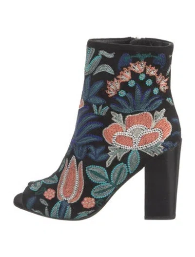Pre-owned Rebecca Minkoff Suede Floral Print Boots In Multi