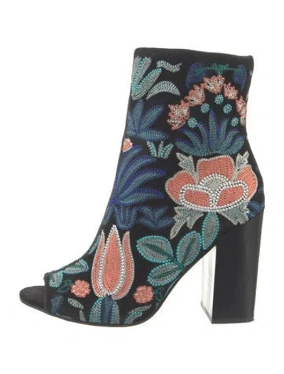Pre-owned Rebecca Minkoff Suede Floral Print Pumps In Multi