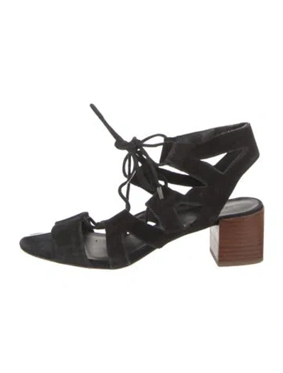Pre-owned Rebecca Minkoff Suede Gladiator Sandals In Black