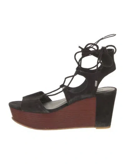 Pre-owned Rebecca Minkoff Suede Gladiator Sandals In Black
