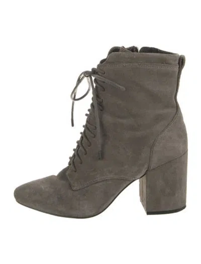 Pre-owned Rebecca Minkoff Suede Lace-up Boots In Green