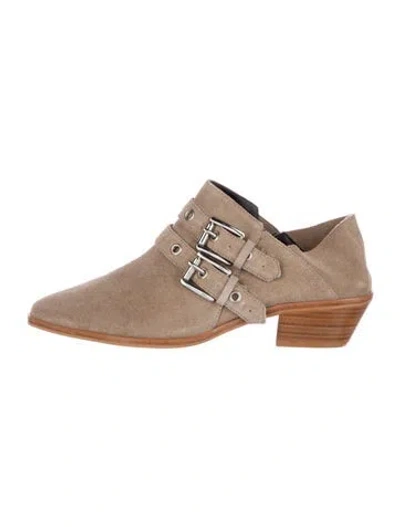 Pre-owned Rebecca Minkoff Suede Moto Boots In Neutral