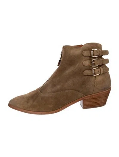 Pre-owned Rebecca Minkoff Suede Moto Boots In Neutrals