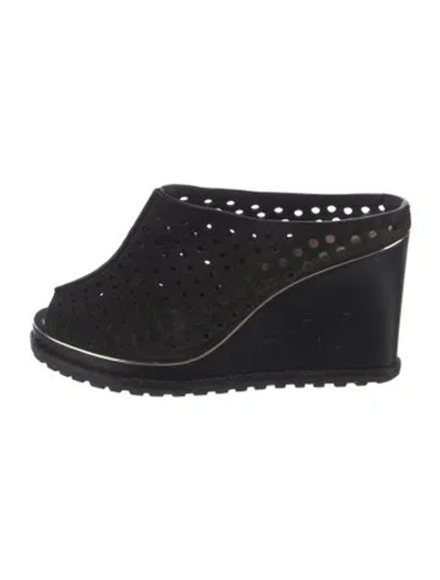 Pre-owned Rebecca Minkoff Suede Mules In Black