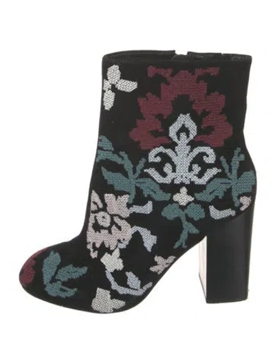 Pre-owned Rebecca Minkoff Suede Patterned Boots In Black