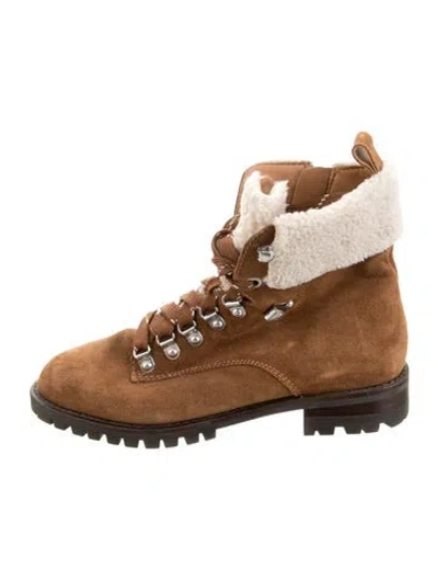 Pre-owned Rebecca Minkoff Suede Patterned Combat Boots In Neutral