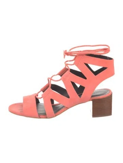 Pre-owned Rebecca Minkoff Suede Printed Gladiator Sandals In Pink