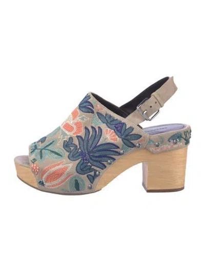 Pre-owned Rebecca Minkoff Suede Printed Slingback Sandals