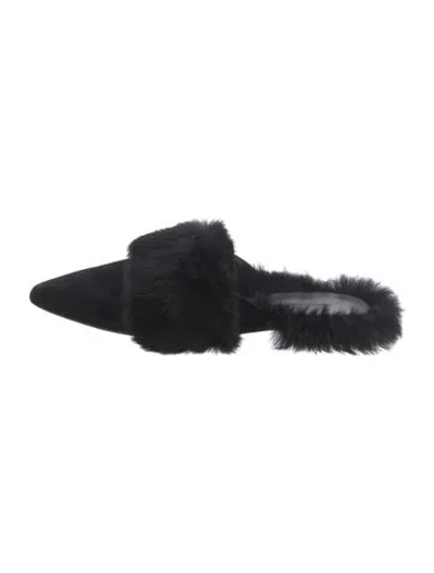 Pre-owned Rebecca Minkoff Suede Slides In Black