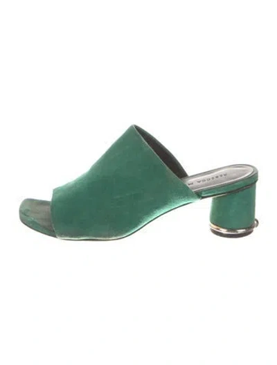 Pre-owned Rebecca Minkoff Suede Slides In Green