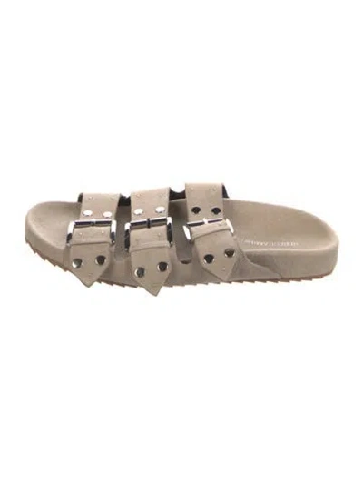 Pre-owned Rebecca Minkoff Suede Slides In Neutrals