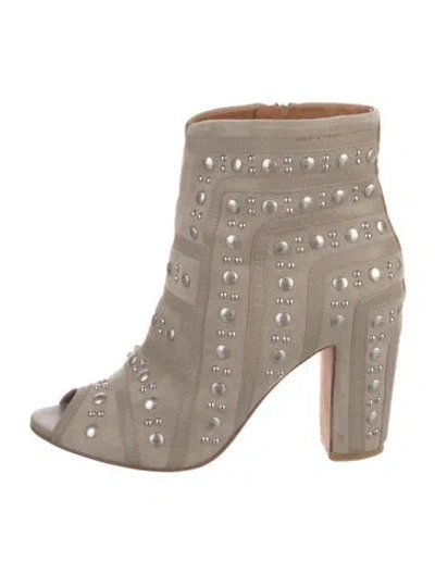 Pre-owned Rebecca Minkoff Suede Studded Accents Boots In Neutral