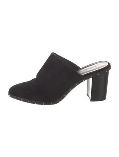 Pre-owned Rebecca Minkoff Suede Studded Accents Mules In Black