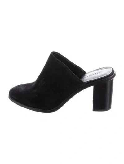 Pre-owned Rebecca Minkoff Suede Studded Accents Mules In Black