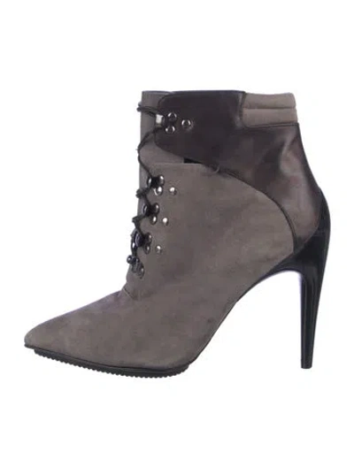 Pre-owned Rebecca Minkoff Suede Tassel Accents Pumps In Gray