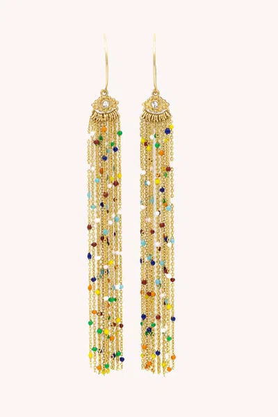 Rebecca Minkoff Tassel Multi Bead Earring In Gold