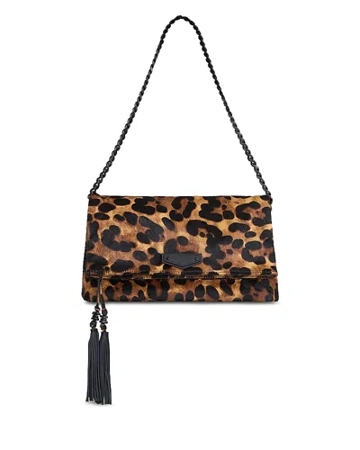Rebecca Minkoff Tessa Medium Leopard Print Calf Hair Convertible Clutch In Brown