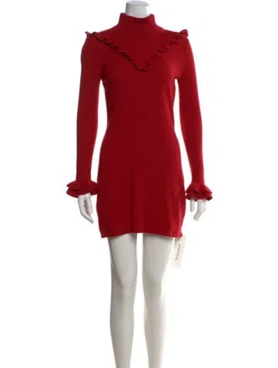 Pre-owned Rebecca Minkoff Turtleneck Mini Dress In Red