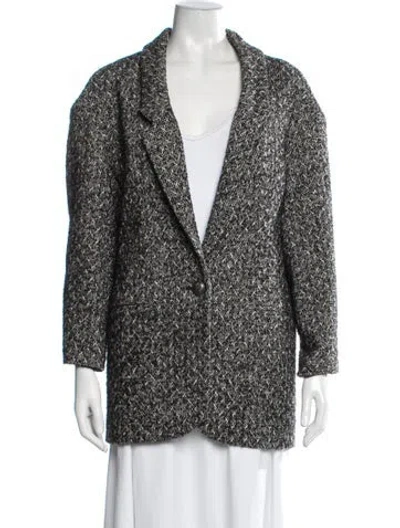 Pre-owned Rebecca Minkoff Tweed Pattern Blazer In Black/white