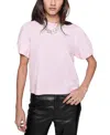Rebecca Minkoff Val Puffed Sleeve Tee Sweater In Light/pastel Pink