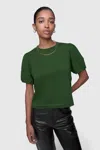 Rebecca Minkoff Val Puffed Sleeve Tee Sweater In Army
