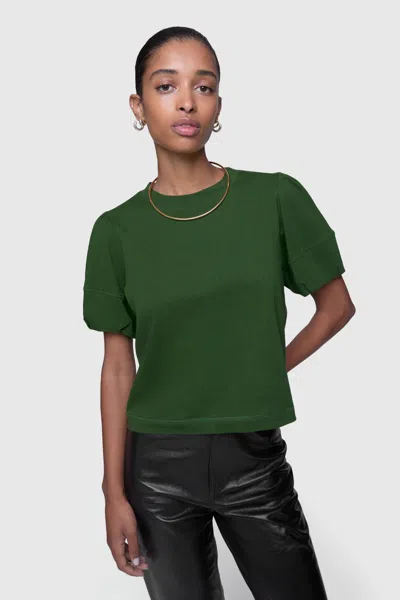 Rebecca Minkoff Val Puffed Sleeve Tee Sweater In Army