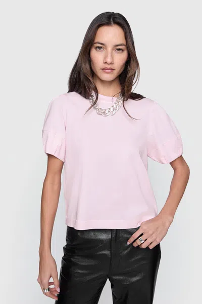 Rebecca Minkoff Val Puffed Sleeve Tee Sweater In Pink