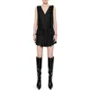 Rebecca Minkoff Valerie Lace Trim Sleeveless Silk Blend Minidress In True Black