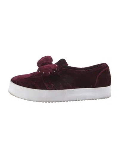Pre-owned Rebecca Minkoff Velvet Bow Accents Oxfords In Burgundy