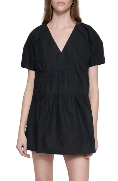 Rebecca Minkoff Vera Tiered Minidress In True Black