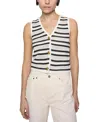 Rebecca Minkoff Stripe Open Stitch Cotton Sweater Vest In White