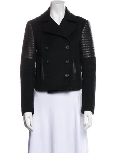 Pre-owned Rebecca Minkoff Virgin Wool Biker Jacket In Black