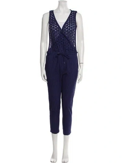 Pre-owned Rebecca Minkoff V-neck Jumpsuit In Blue