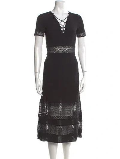 Pre-owned Rebecca Minkoff V-neck Knee-length Dress In Black