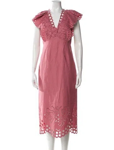 Pre-owned Rebecca Minkoff V-neck Long Dress In Pink