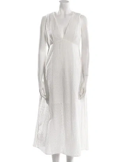 Pre-owned Rebecca Minkoff V-neck Midi Length Dress W/ Tags In White