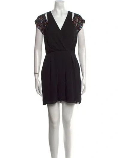 Pre-owned Rebecca Minkoff V-neck Mini Dress In Black