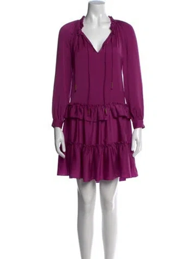 Pre-owned Rebecca Minkoff V-neck Mini Dress In Purple